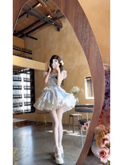 BXOXO - French Ball Gown Square Neckline Short Tulle Blue Lolita Dresses Party Dress Birthday Outfits HOT1200