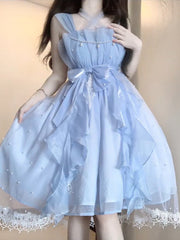 BXOXO - French Ball Gown Square Neckline Short Blue Lolita Dresses Party Dress Birthday Outfits HOT1206