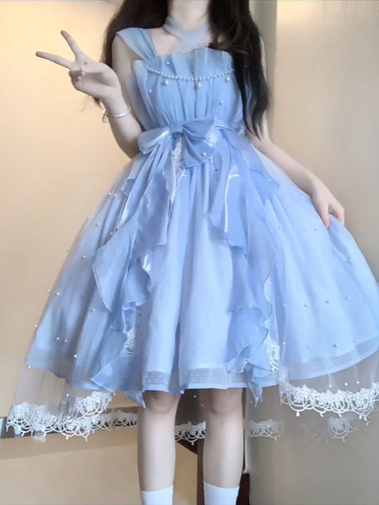 BXOXO - French Ball Gown Square Neckline Short Blue Lolita Dresses Party Dress Birthday Outfits HOT1206