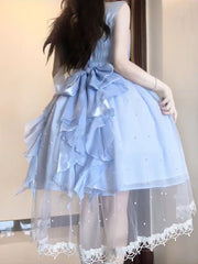 BXOXO - French Ball Gown Square Neckline Short Blue Lolita Dresses Party Dress Birthday Outfits HOT1206