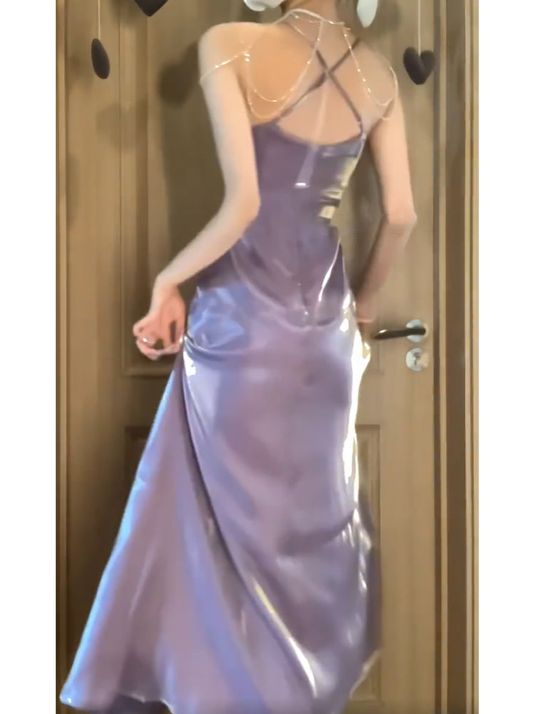 BXOXO - Sexy A line Spaghetti Straps Grape Women's Beach Dress Slit Vacation Dresses Birthday Dress HOT1224