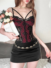 Bxoxo Summer New Lace Patchwork Tight Sexy Hot Mature Beautiful High Street All-Match Cool Women's Strap Boomsuit Jumpsuit