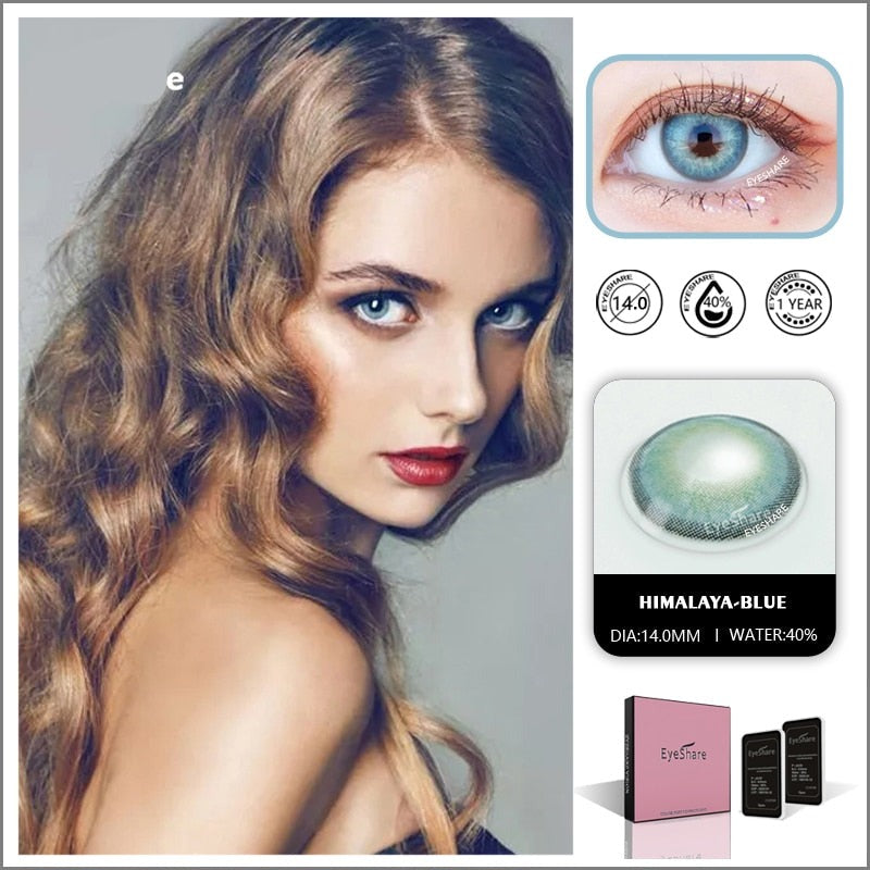 BXOXO Color Lens Eyes 2pcs Natural Color Contact Lenses For Eyes Yearly Beauty Contact Lenses Eye Cosmetic blue Color Lens