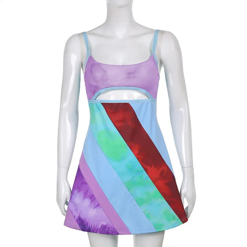 BXOXO Women's Vintage Print Semi-Sheer Sheath Dress 00s Fashion Bodycon Mini Slip Dress Retro Bandana Print Fitted Strap Dress