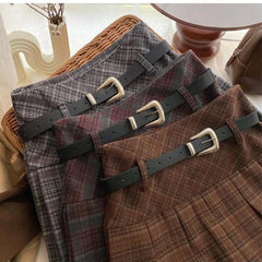 BXOXO Vintage Plaid Skirt Women Preppy Style Kawaii Pleated Skirt Korean Fashion Autumn Winter A-line Streetwear Mini Skirts