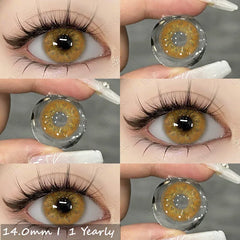 BXOXO 1pair Natural Color Contact Lenses for Eyes Fashion Blue Contact Lenses Beauty Makeup Brown Eyes Contacts Lenses 14.0mm