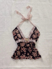 BXOXO Sexy Lace camisole Women Sweet Clothes Floral Lace Halter Tops Gyaru coquettish Sling Top Femme Aesthetic Y2k Vintage Crop Top