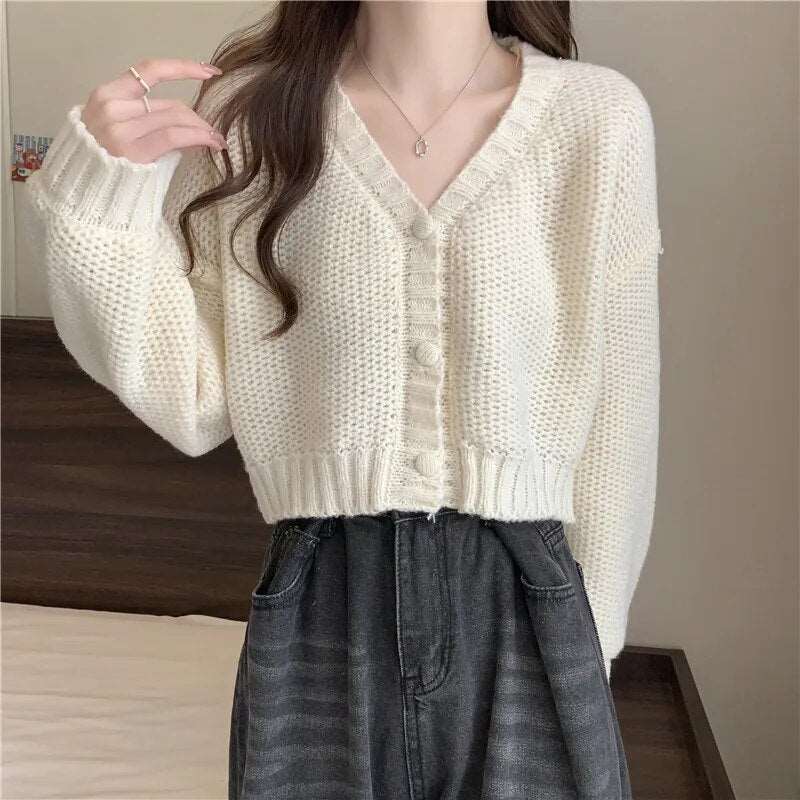 BXOXO - Button-Up V-Neck Knit Cardigan