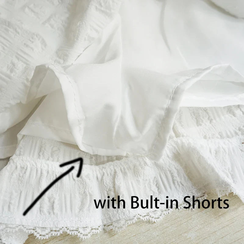 BXOXO Balletcore Ruffled Mini Skirt with Lace Trim Low Rise Tiered White Skirt Summer Women TeenGirl Y2K Goth Outfit