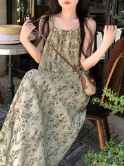 Bxoxo Retro Watercolor Floral Print Maxi Dr Women's Summer Vaion Beach Date Gown Svel A-Line Dr Casual Sle