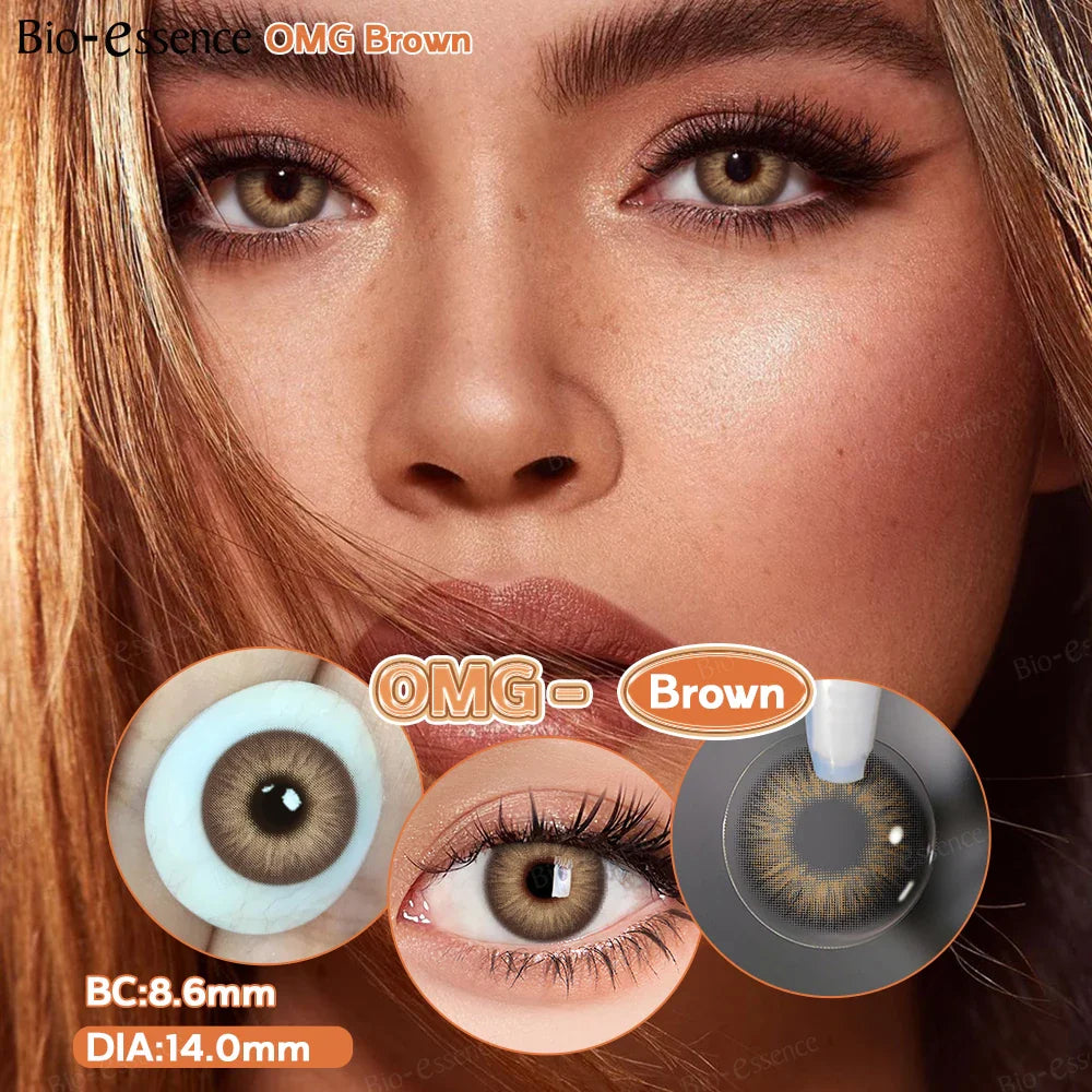 BXOXO 1 Pair Colorcon Colored Contact Lenses with Degree Myopia Lenses Blue Eye Lenses Green Lenses Natural Eye Lenses