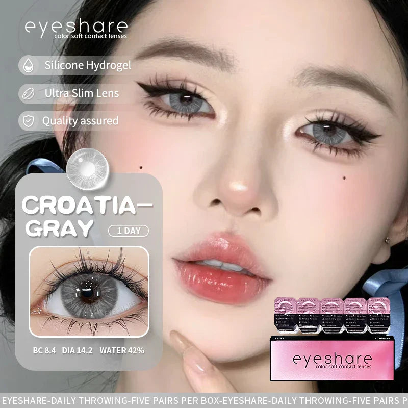 BXOXO Contact Lenses for Eyes 1 Day Daily Lens High Wearing Comfort Lenses Brown Lenses Fashion Blue Contacts 10 Pcs/5Pair