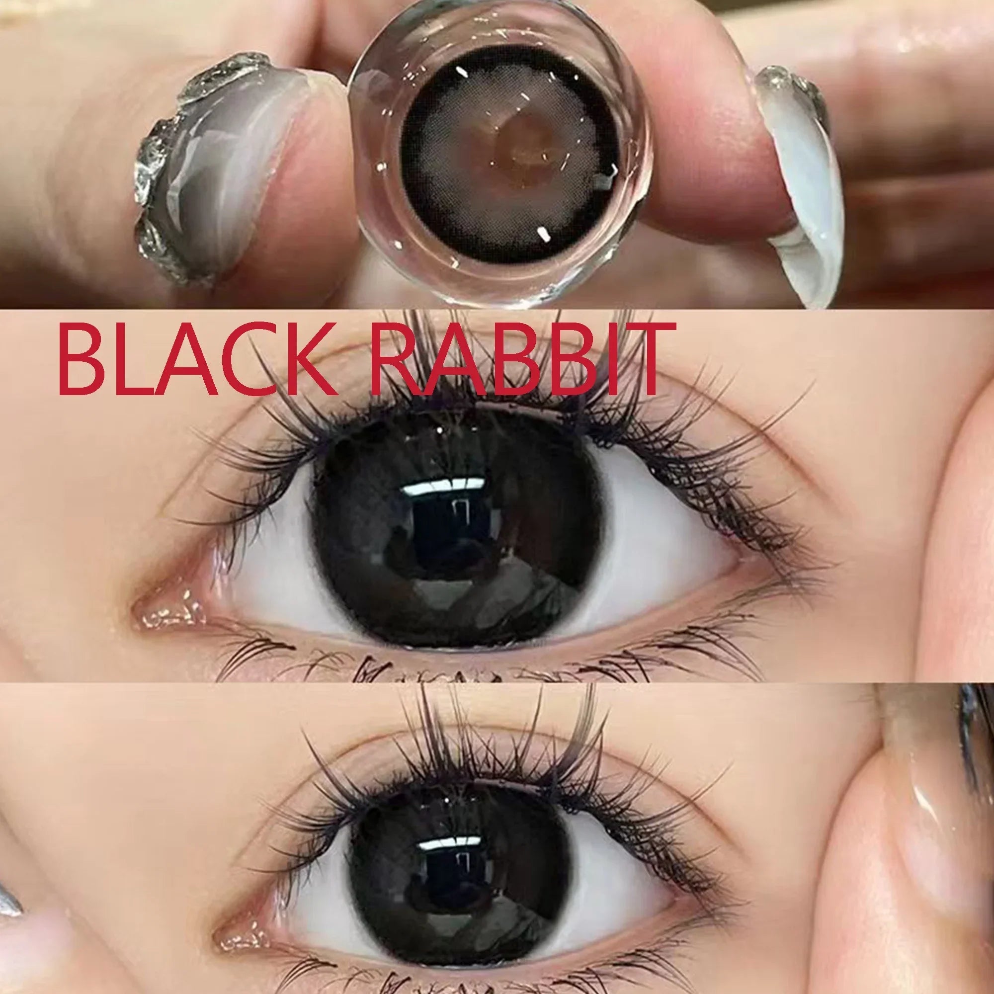 BXOXO Coslens 14.50mm Soft Contacts Lenses for Eye Color Change with Power Dolly Eyewear Accessories lentes de contacto Black Rabbit