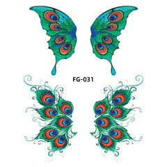 BXOXO 1Sheet Fairy Butterfly Wings Shiny Tattoo Sticker Waterproof Eyes Face Art Fake Tattoos for Women Makeup Dance Music Festival