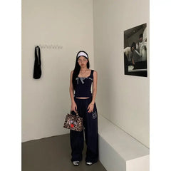 BXOXO Summer Y2k Vintage Tank Tops Sleeveless Streetwear Knit Crop Tops Patchwork Outwear T Shirt Women Backless 2000s