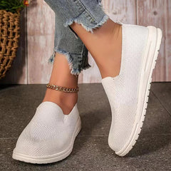 BXOXO Women's Knitted Mesh Loafers Plus Size 43 Lightweight Soft Sole Casual Shoes Woman Autumn Non-Slip Breathable Flats Shoes