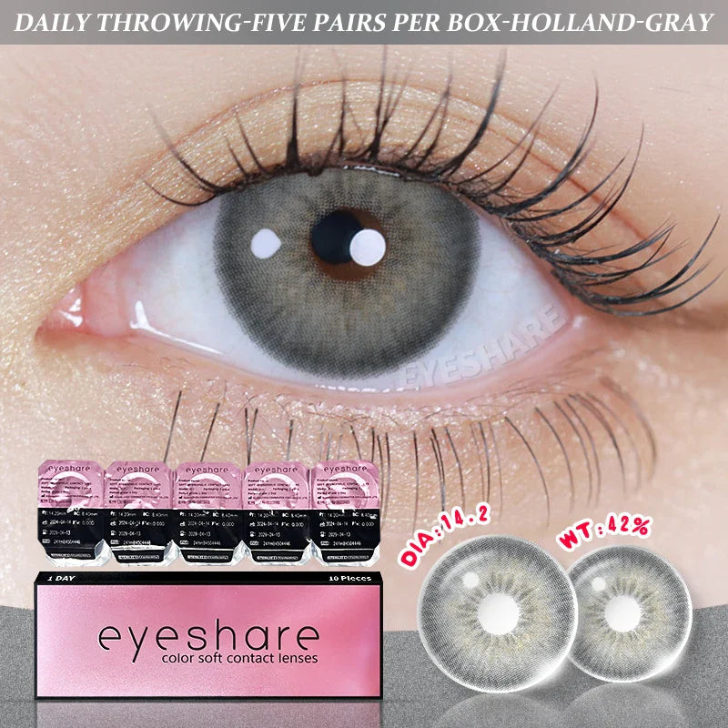 BXOXO Contact Lenses for Eyes 1 Day Daily Lens High Wearing Comfort Lenses Brown Lenses Fashion Blue Contacts 10 Pcs/5Pair