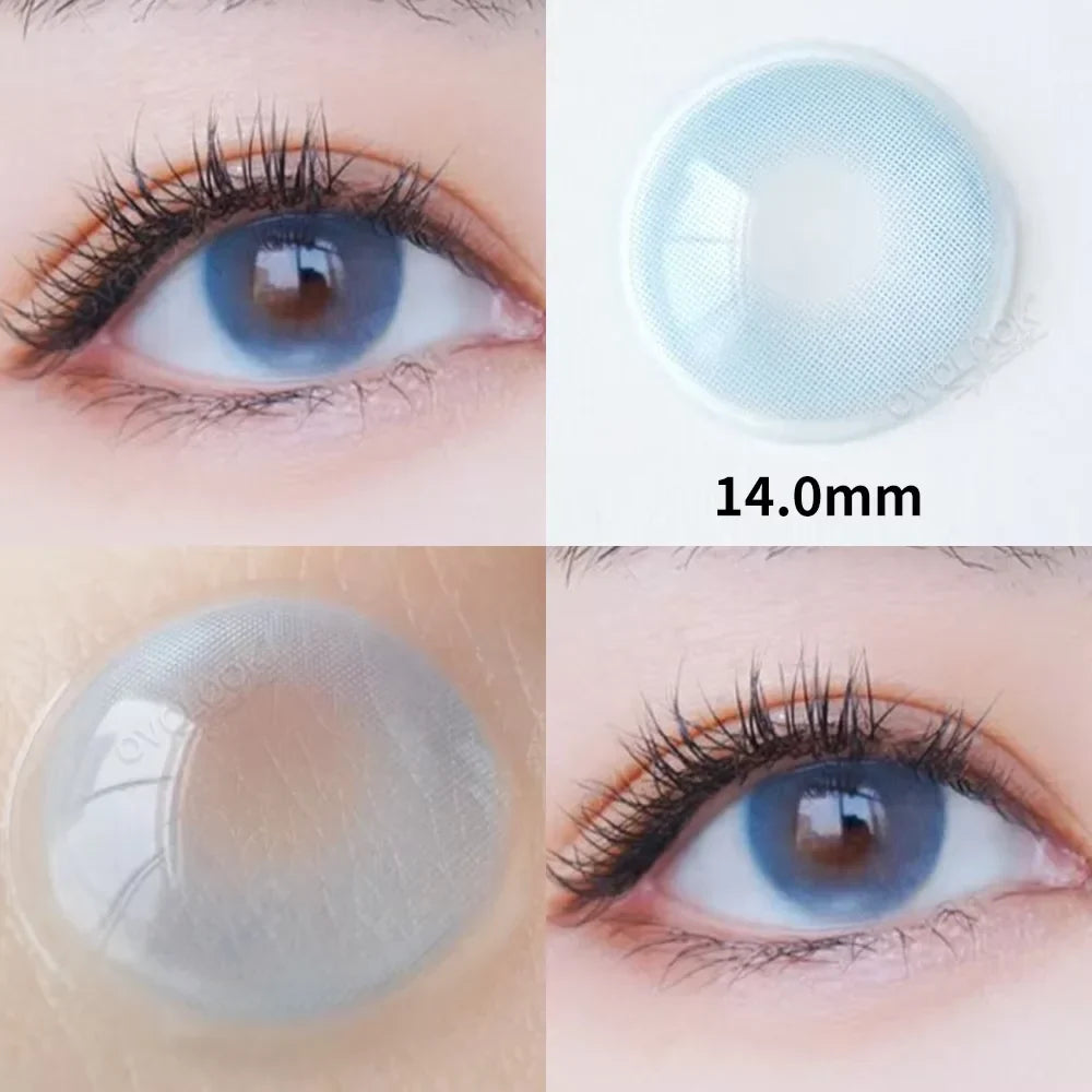 BXOXO 1 Pair Blue Beauty Contact Lenses for Eyes Natural Blue Pupil Eye Color Lens Colored Eye Lenses Myopia Contacts 14.0mm