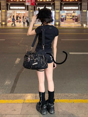 BXOXO Vintage T Shirts Women Short Sleeve Star Printed Slim Sexy Y2k Aesthetic Grunge Summer Fashion Harajuku Tee Shirt Female