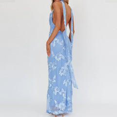 BXOXO Women Floral Maxi Dress Spaghetti Strap Slip Dress Y2k Bodycon Backless Flowers Print Going Out Long Sundress