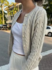 Bxoxo Flower Chic Cardigan Sweater Woman Round Neck Long Sleeve Single Breasted Cotton Outerwear Autumn Casual Loose Sweaters