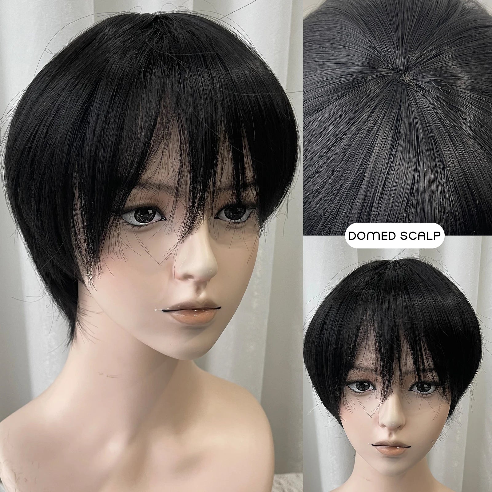 BXOXO 8 Inch Synthetic Mens Wigs Short Straight Bangs Wig Heat Resistant Youth trend For Male Boy Cosplay Anime Daily Party