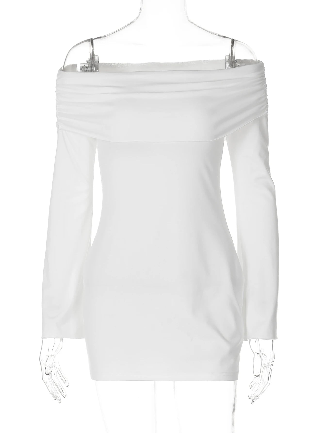 BXOXO Women Spring Autumn Long Sleeve Party Club Evening Bodycon Basic White Mini Dress Wholesale Items For Business