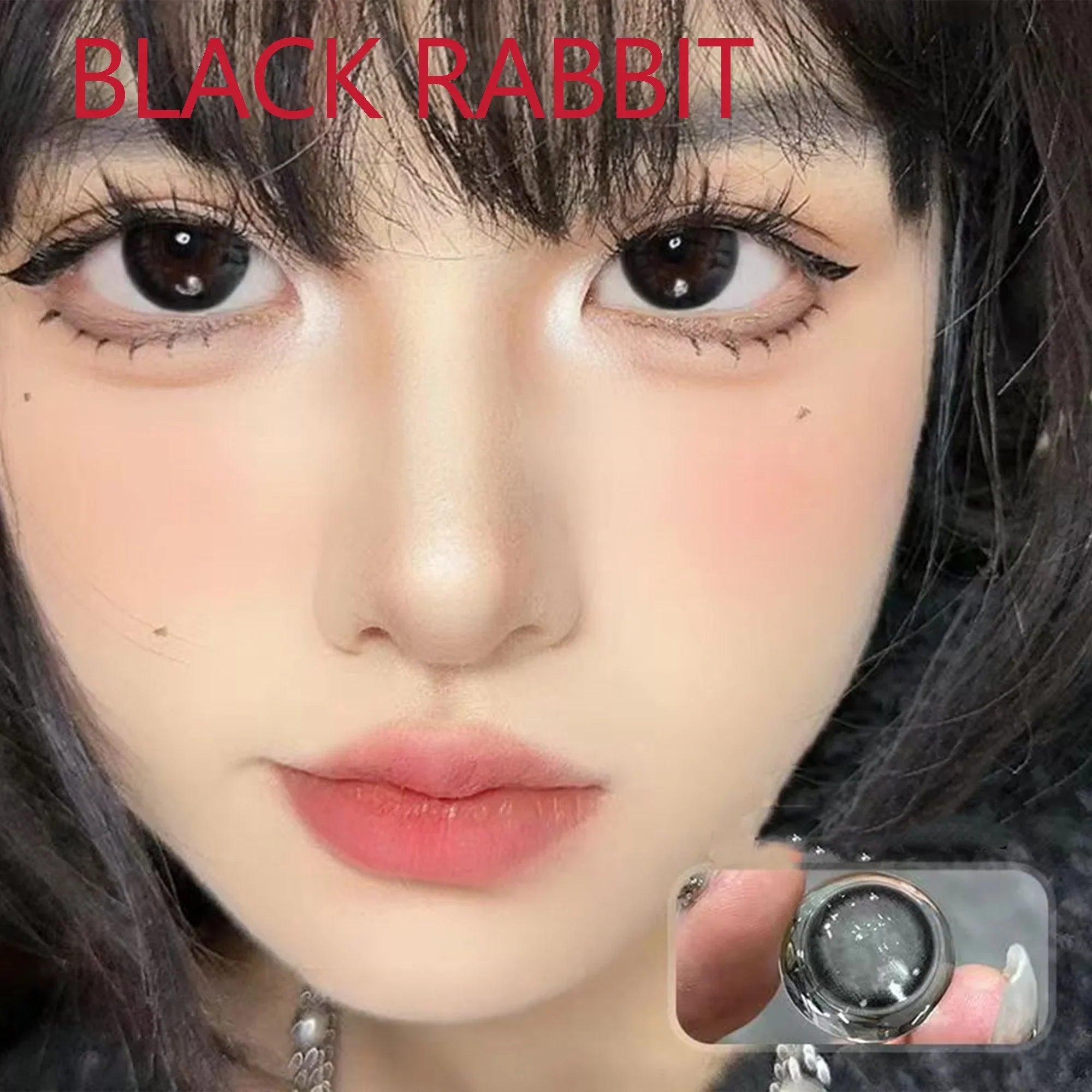 BXOXO 14.50mm Soft Contacts Lenses for Eye Color Change with Power Dolly Eyewear Accessories lentes de contacto Black Rabbit