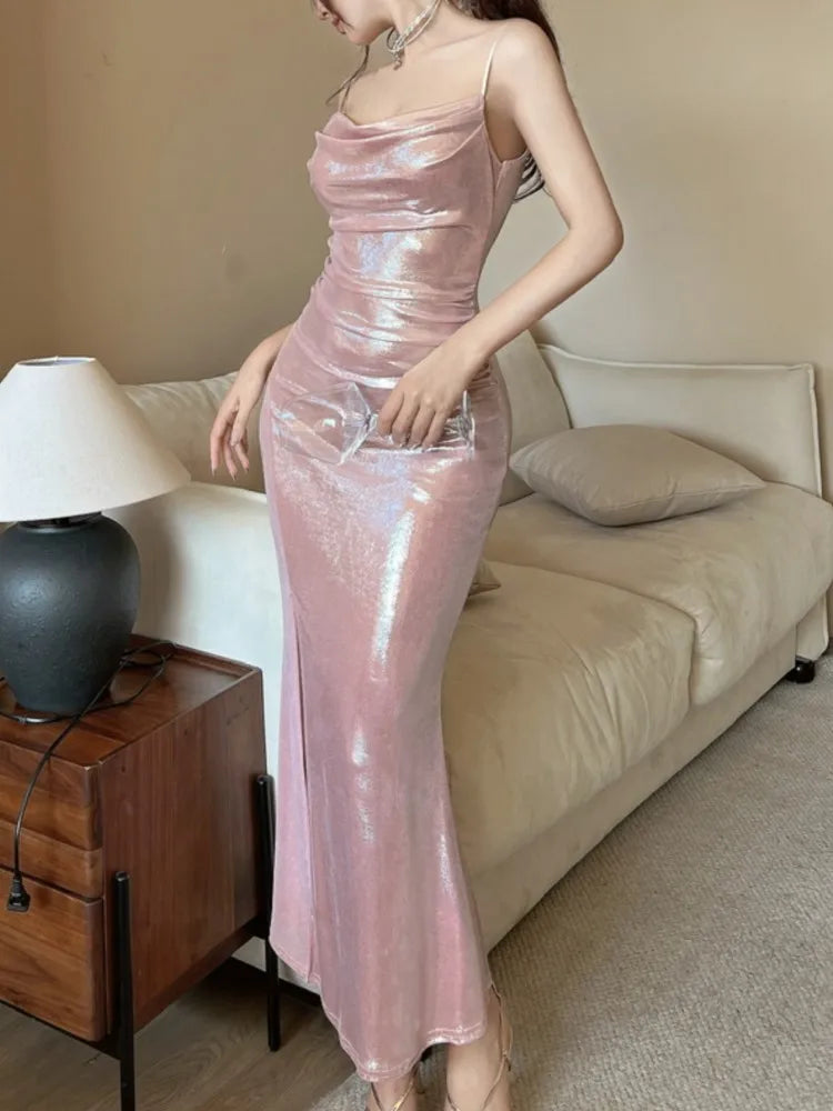 Bxoxo Summer Vintage Bodycon Dress for Women Fashion Sexy Sleeveless Spaghetti Strap Slim Party Club Vestidos Female Elegant Clothes