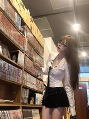 BXOXO Japanese Sexy Slim Fit Ruched Blouses Fashion All-match Lapel Neck Tops Mujer 2025 Summer New Long Sleeve T-shirt for Women