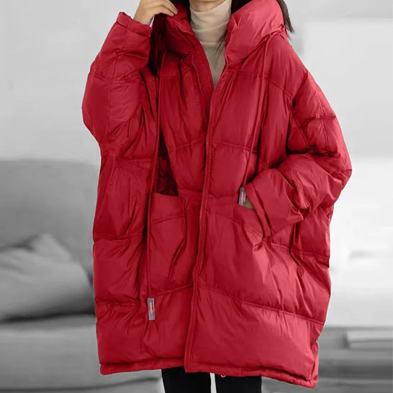 Bxoxo New Winter Women 90% White Duck Down Jacket Casual Loose Over Size Warm Parka Female Drawstring Hooded Puffer Coat