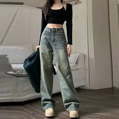 Bxoxo Vintage High-waisted Slimming Jeans American Style Casual Bell Bottoms Versatile Straight-leg Long Pants For Women