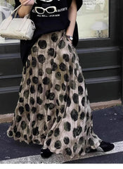 BXOXO Elegant Green Dot Skirt Women Vintage High Waisted Holiday Beach Skirt A Line Skinny Print Tie Dye Pretty Style Skirt