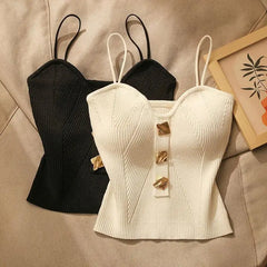 BXOXO French Style Cross-knit Suspender Women's Summer Wear Sexy Beauty Camisole Slim High-end Bottom Bandeau Top