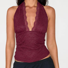 BXOXO Women Y2K Lace Patchwork Tank Top Aesthetic Low Cut Sleeveless Backless Vest Vintage Camisole Crop Top Streetwear
