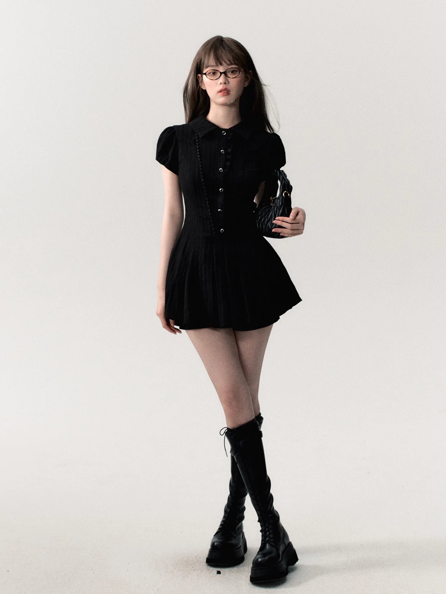 Bxoxo High Quality Dress A-line Elegant Sexy Lace Short Sleeved Shirt Skirt Commuting College Style Decoration Retro Dress Vestido Y2k