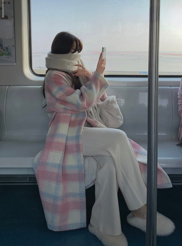 BXOXO - Long Plaid Rainbow Coat