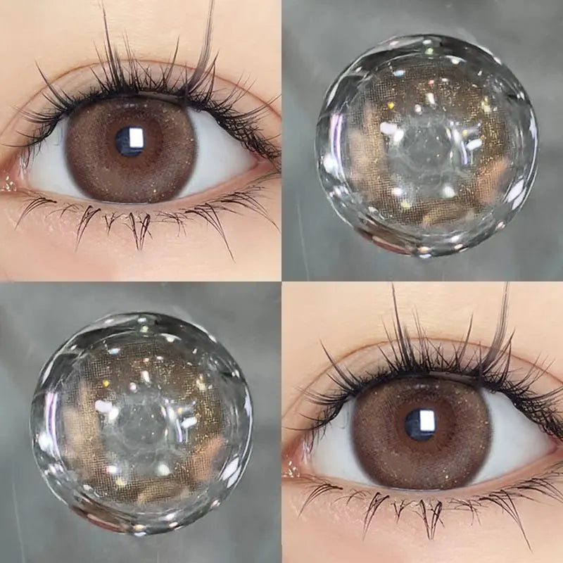 BXOXO 2Pcs Korean Nature Brown Colored Contact Lenses with Prescription Myopia Degree0.00-8.00 For 2024 New Lens Hot Sale