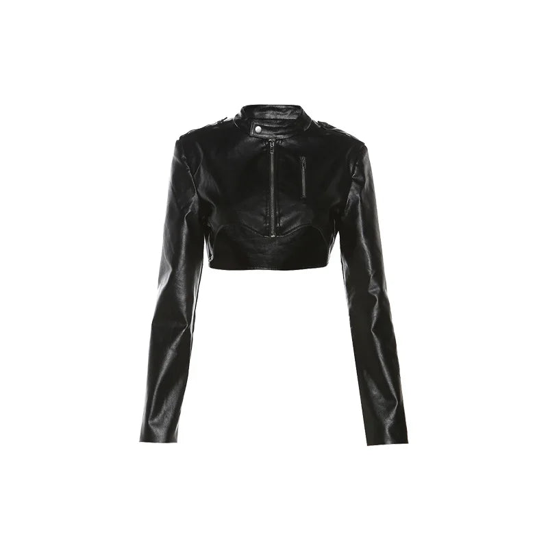BXOXO Autumn New Vintage Classic Black Hottie Mysterious All-Match Casual High Street Cool Confident Women's Matte Jacket