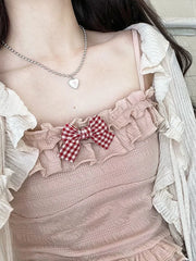 BXOXO Kawaii Candy Color Crop Top Women Japanese Lolita Sweet Tank  Boe Ruffle Short Tee Shirt All Match Cute s Summer