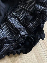 BXOXO Harajuku Girls Stripe Punk Grunge Skirts Women Y2k Aesthetic High Waist Cake Mini Streetwear Lace Vintage Kawaii Mini Jupe