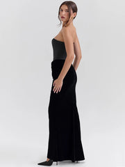 BXOXO  Off-shoulder Strapless Sexy Maxi Dress For Women Elegant Sleeveless Backless Bodycon Club Party Evening Long Dress