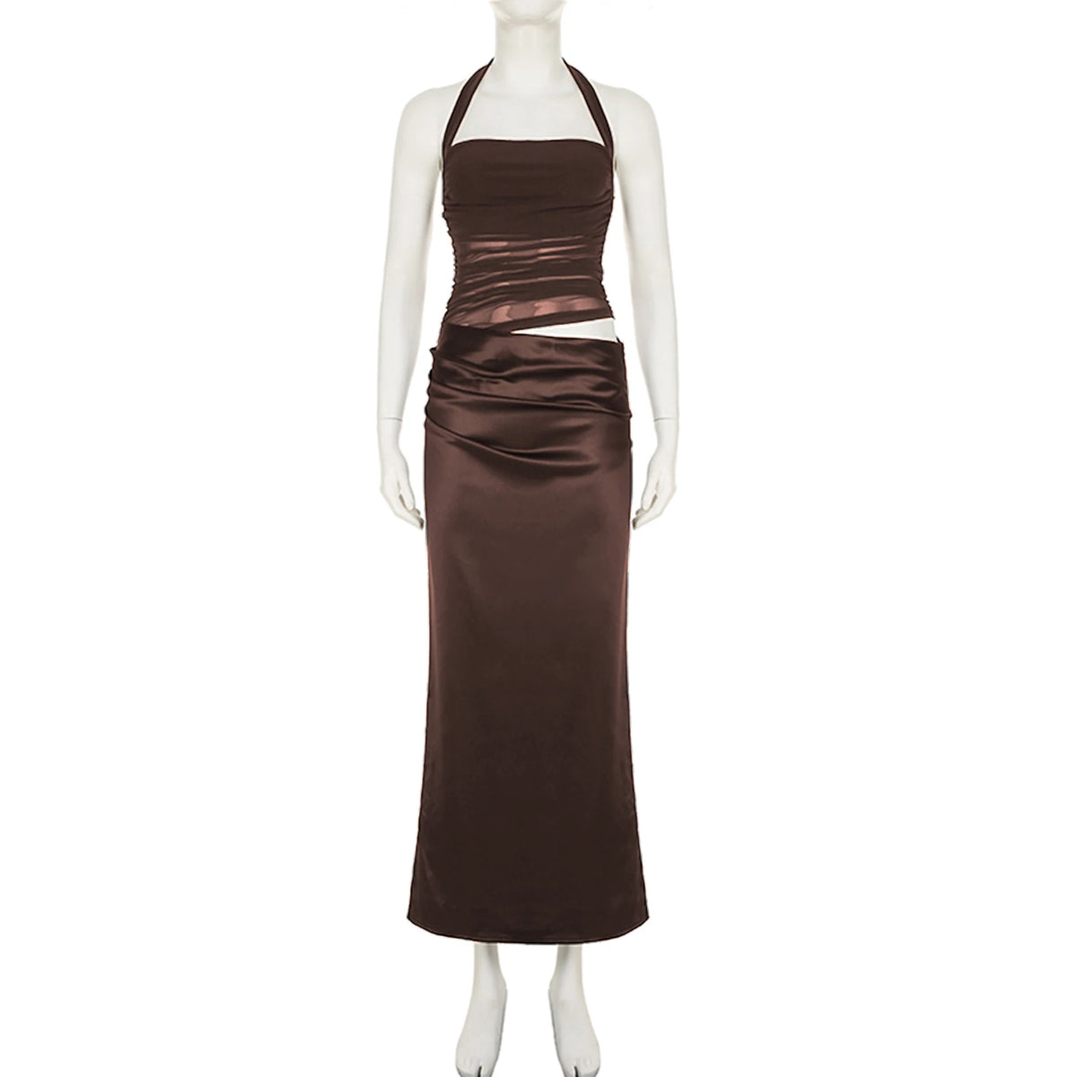 BXOXO Mesh Patchwork Backless Sexy Maxi Dress For Women Gown Fashion Halter Sleeveless Strapless Bodycon Club Long Dress