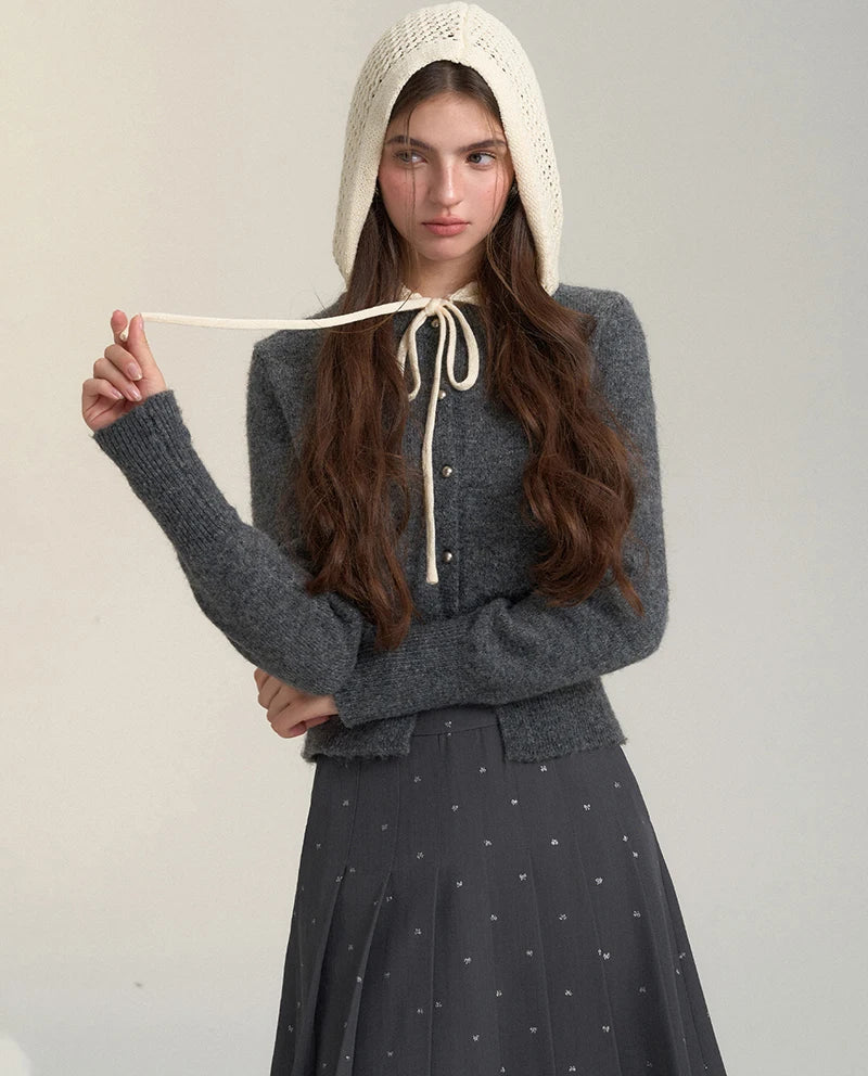 Bxoxo Vintage Streetwear Hooded Cardigan Women Long Sleeve Hollow Out Patchwork Knitted Sweaters American Retro Lace Up Lace Tops