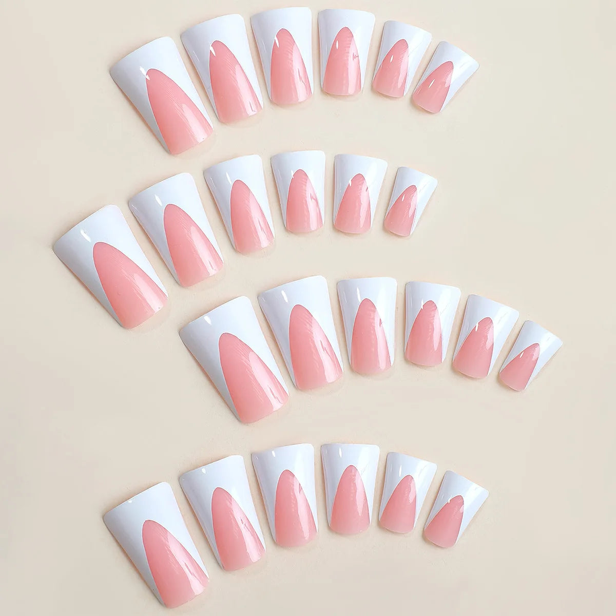 24pcs/set short duckbill shaped fake nails for women girls white black Finger tips faux ongles y2k press on false nail supplies