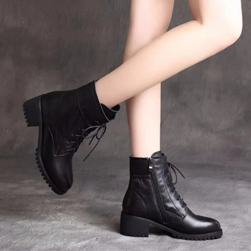 BXOXO High Quality Ladies Shoes Side Zipper Women's Boots Fashion Cross-tied Modern Boots Women Hot Sale Plus Size Ankle Boots