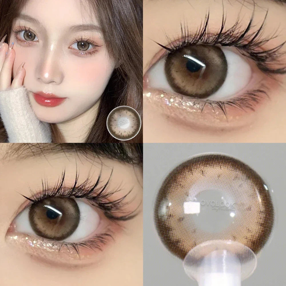 BXOXO 2PCS Brown Lenses Natural Contact Lenses for Eyes Super Beauty Eye Color Lenses Myopia Lenses With Diopters Prescription