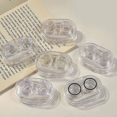 BXOXO Small Plastic Contact Lens Cases Simple Oval Transparen Portable Eye Contacts Lenses Holder Box Case with Tweezers Remover Tools