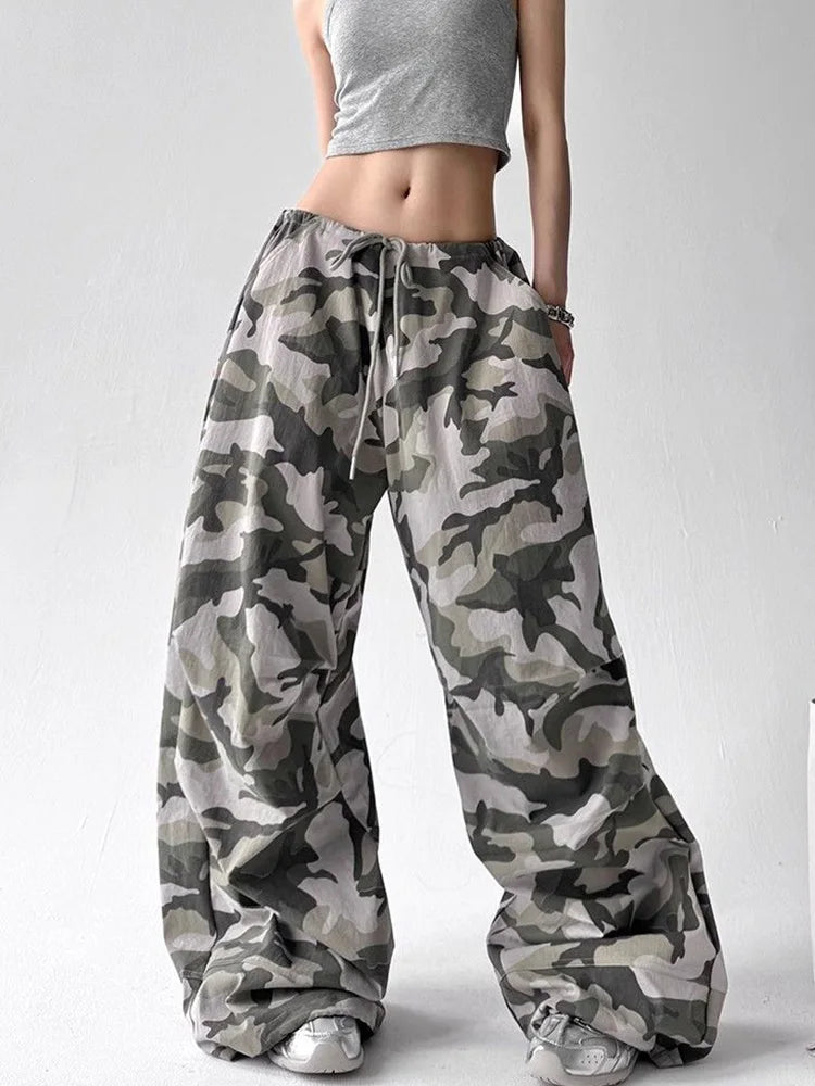 Bxoxo Y2K Camouflage Cargo Pant Women Streetwear Loose Hip Hop Harajuku Trousers American Vintage High Waist Summer Bf Casual Pants