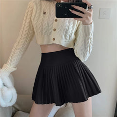 Bxoxo Summer High Waist Skirts Womens Sexy Mini Skirts Vintage Pleated Skirt Korean Tennis Skirts Short White Black